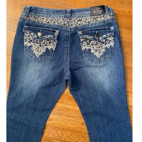 Love Indigo Bootcut Embordered Denim Jeans Women Size 10 - Picture 7 of 11